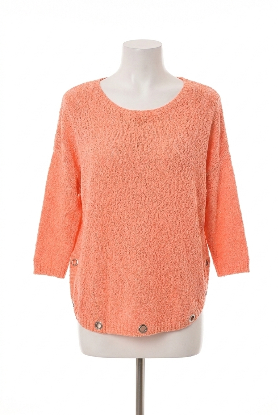 NEW FRENCH KYSS natalie grommet crochet poncho in peach